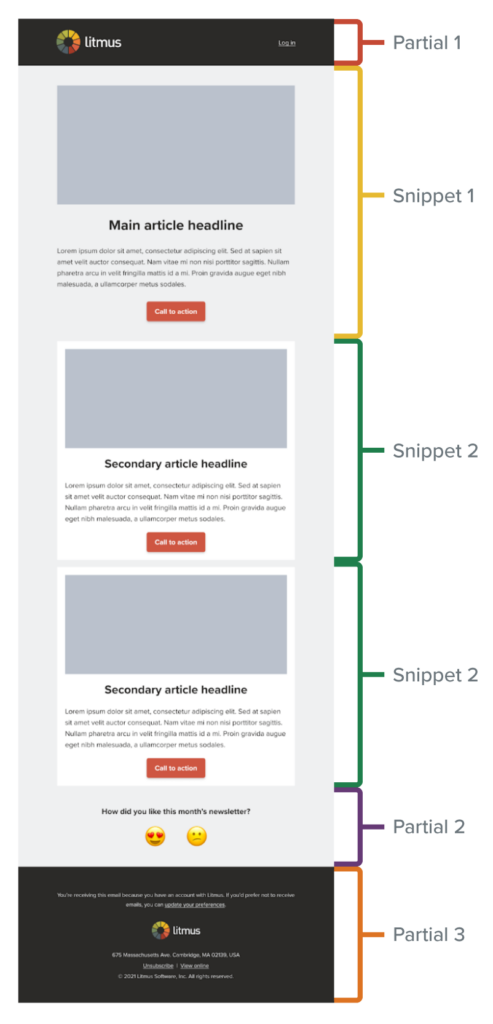 litmus newsletter snippets and partials