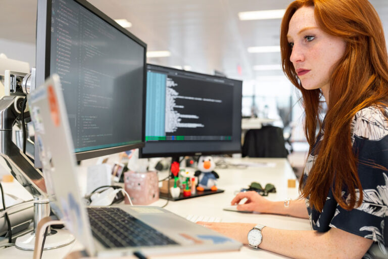 Person working hard on computer