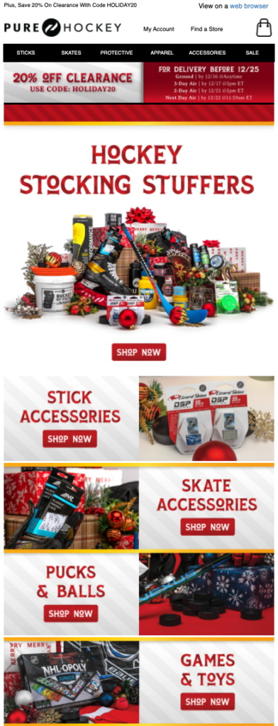 Pure Hockey stocking stuffers email