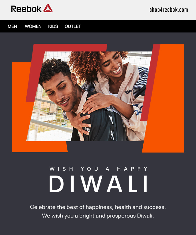 Example of season’s greetings emails (Diwali) from Reebok