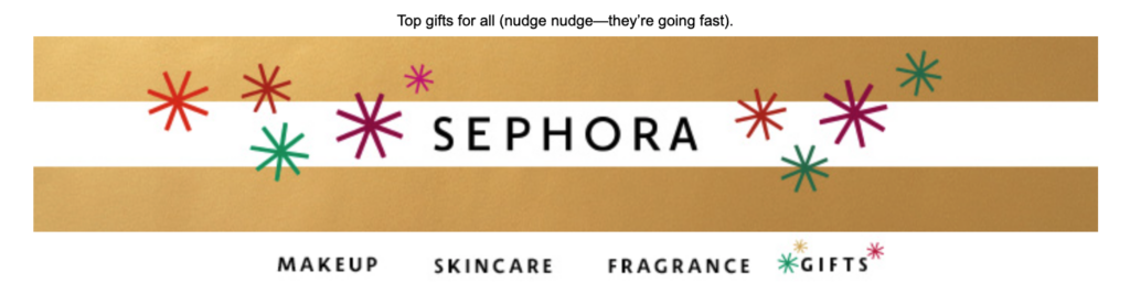 Sephora holiday email header