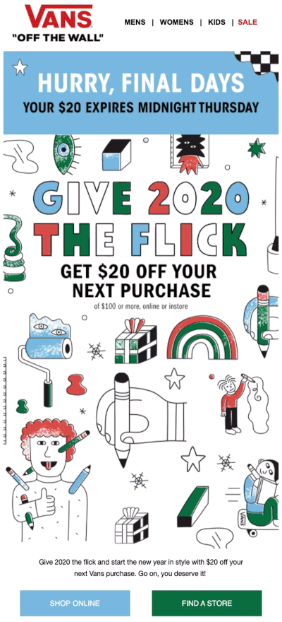 Vans Australia Green Monday email