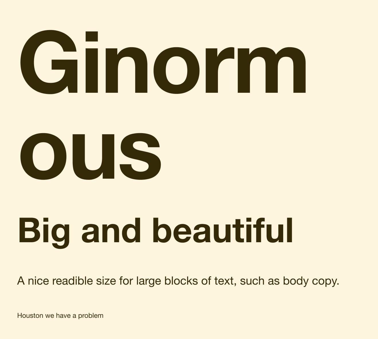 Text sizes