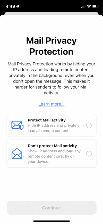 apple mail privacy protection options