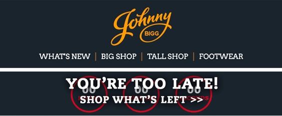 Example of personalization using countdown timers in email from Johnny Bigg