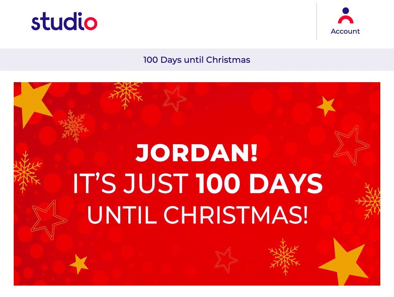 Example of personalization using countdown timers in email from studio