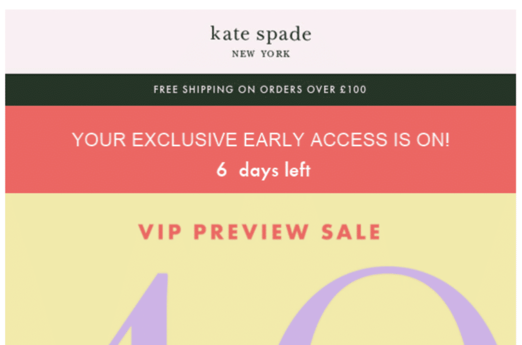 kate spade email example countdown timer
