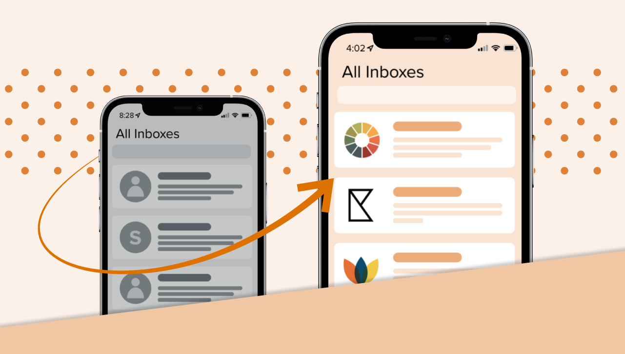 Illustrated preview of a mobile inbox showing BIMI
