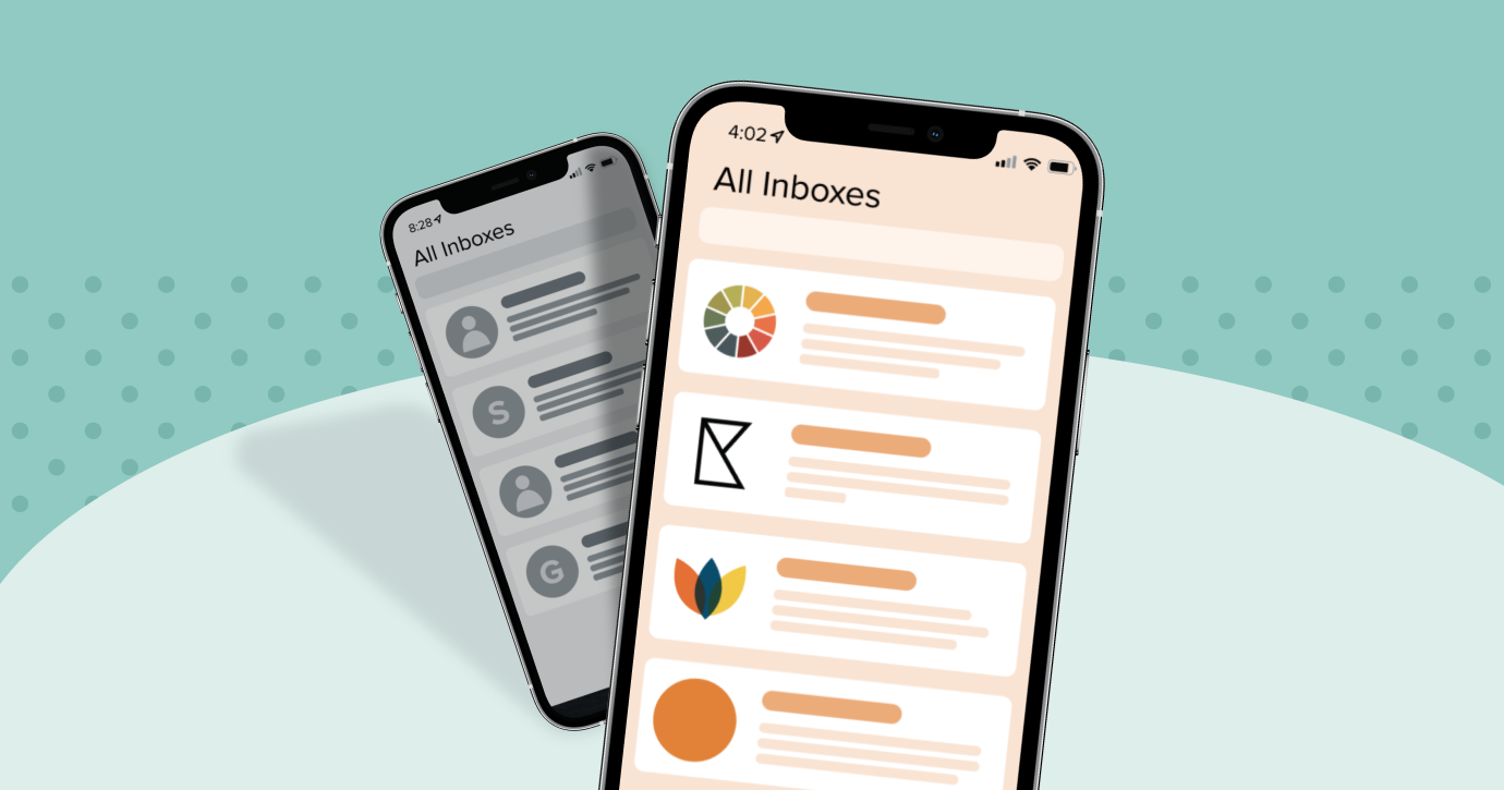Illustration of mobile phone email inbox, highlighting an email from Litmus with a BIMI illustration
