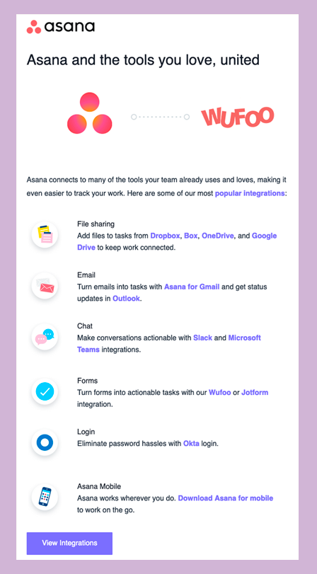 Asana email example