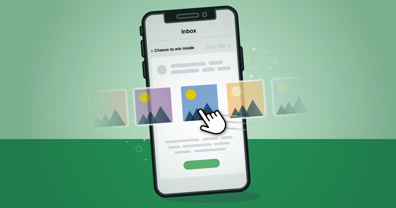 illustration of phone with interactive email carousel