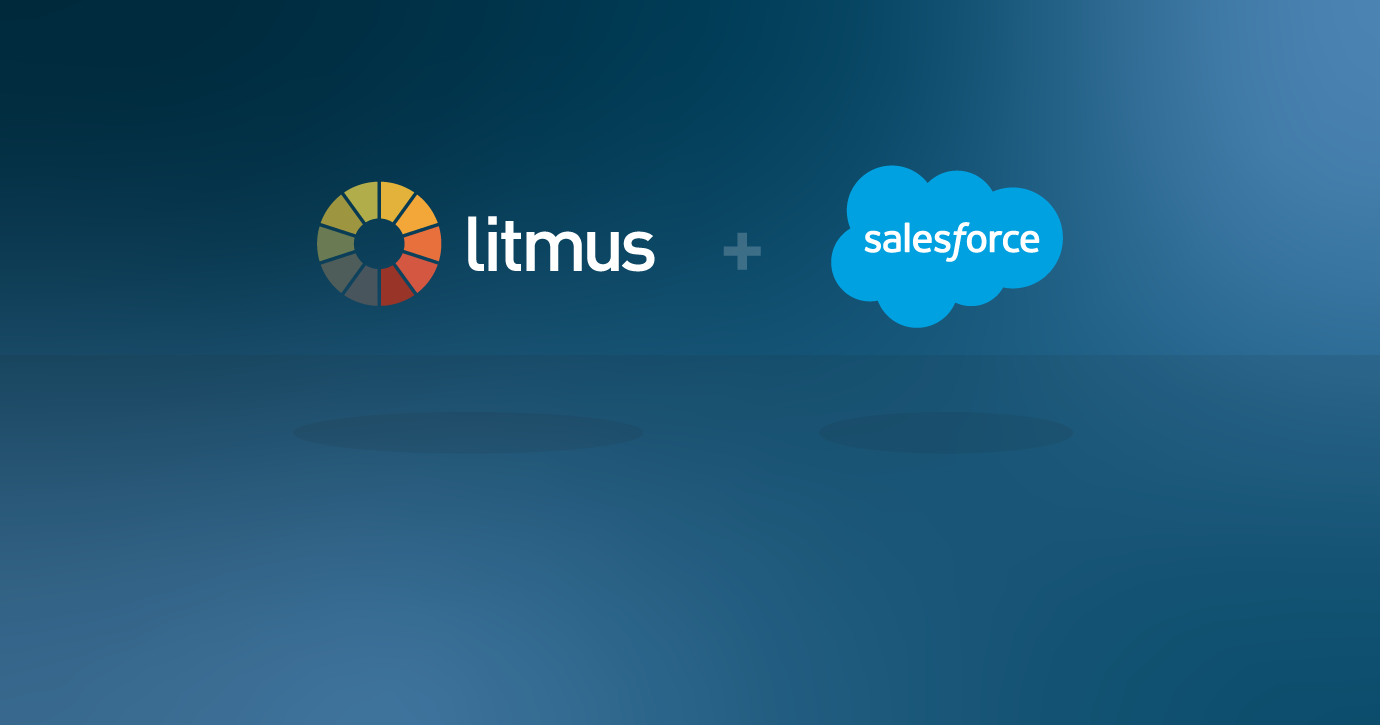 Litmus logo and Salesforce logo on top of a blue background