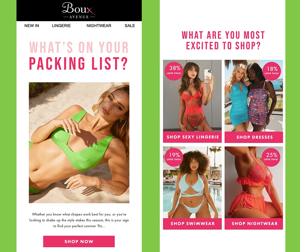 Boux Avenue email example