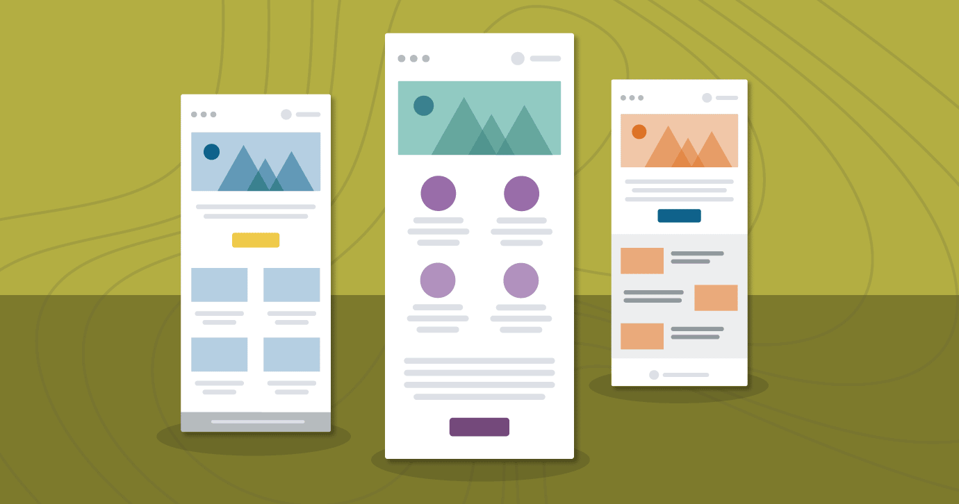 Three mock up examples of email newsletters