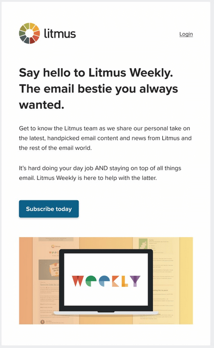 Litmus Weekly email newsletter using email design F-pattern