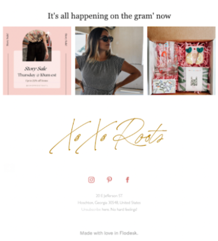 Example of grabbing the attention of your readers with instagram pictures in email footer