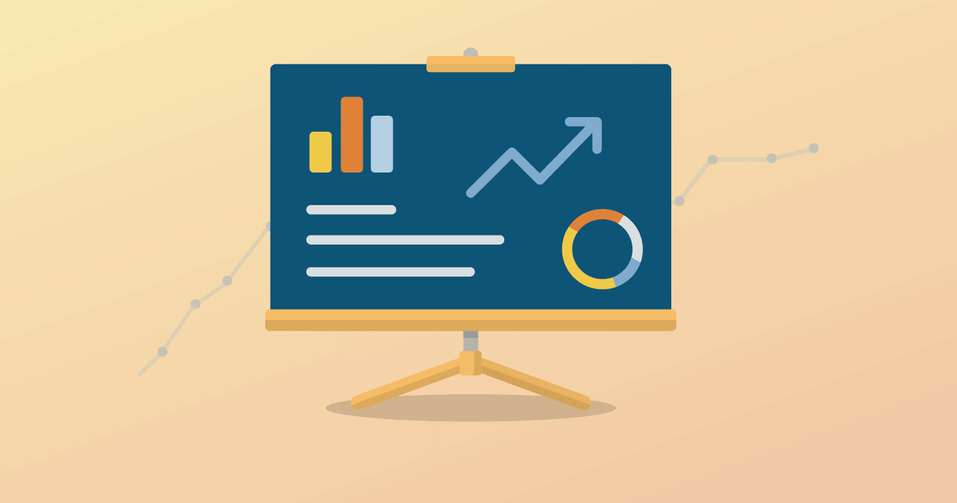 illustration of presentation board with charts