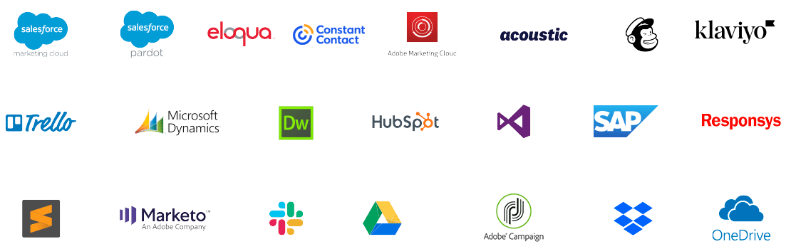 Litmus integrates with Salesforce Marketing Cloud, Marketo, Slack, and dozens of other martech tools to help you save time