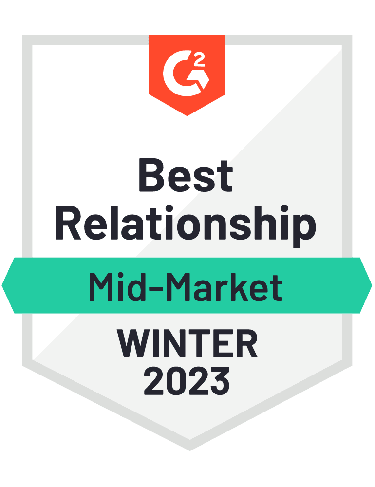 G2 Best Relationship Mid-Market Winter 2023