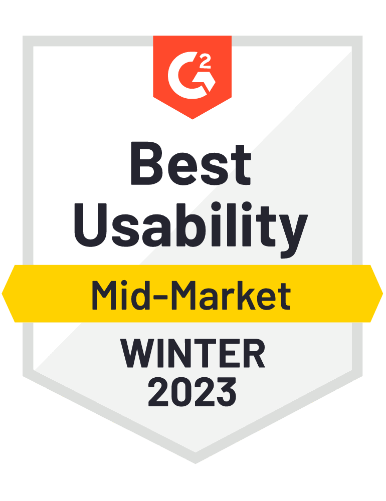 G2 Best Usability Mid-Market Winter 2023