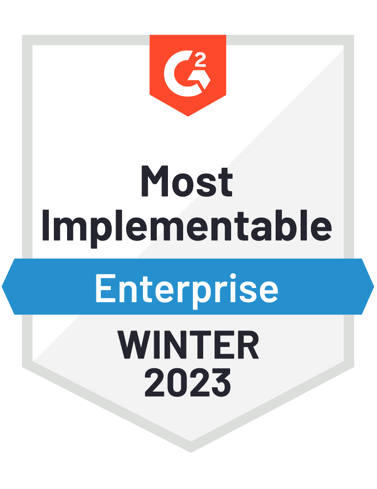 G2 Most Implementable Enterprise Winter 2023