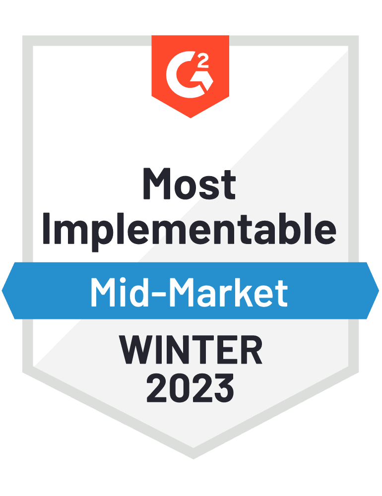 G2 Most Implementable Mid-Market Winter 2023