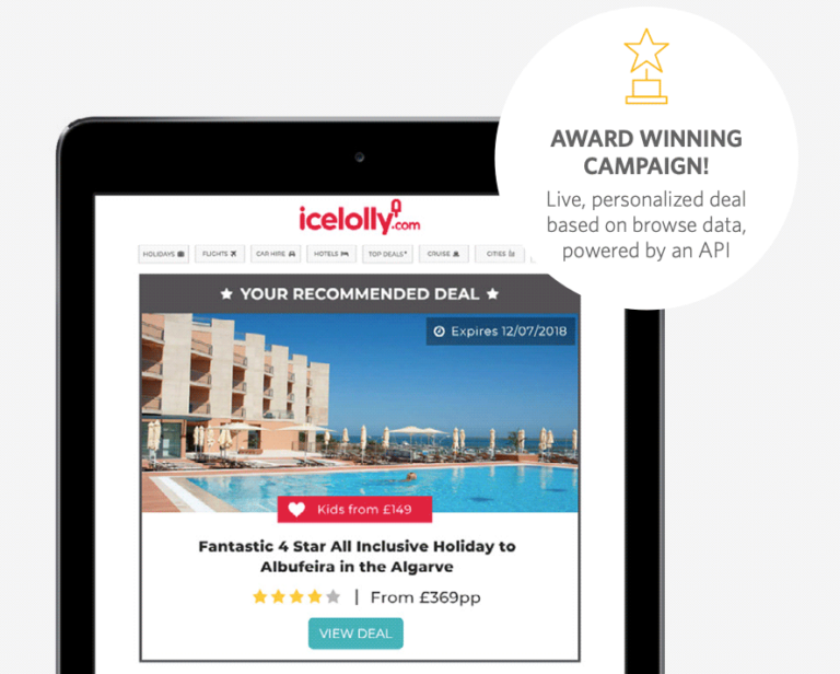 Live deals in emails resulted in an award winning campaign for icelolly.com