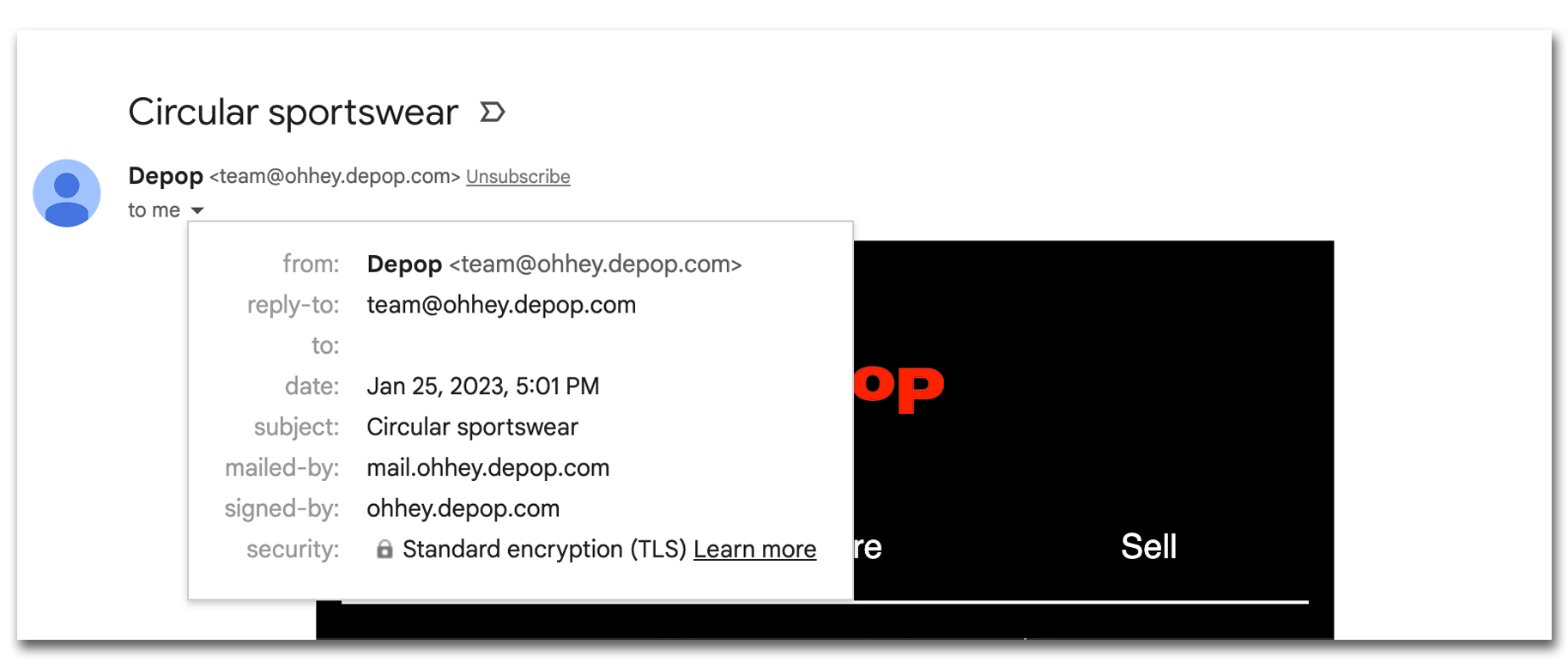 Reply-to email address in Gmail from Depop