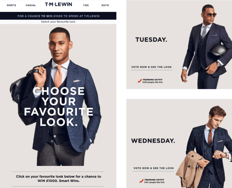 TM Lewin’s personalized favorite look email campaign.