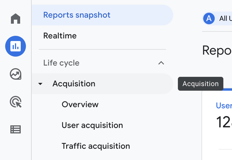 acquisition filter report in ga4 