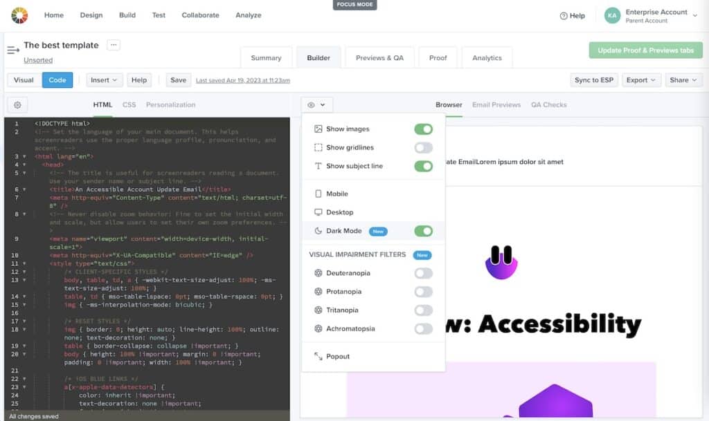 Litmus Dark Mode toggle