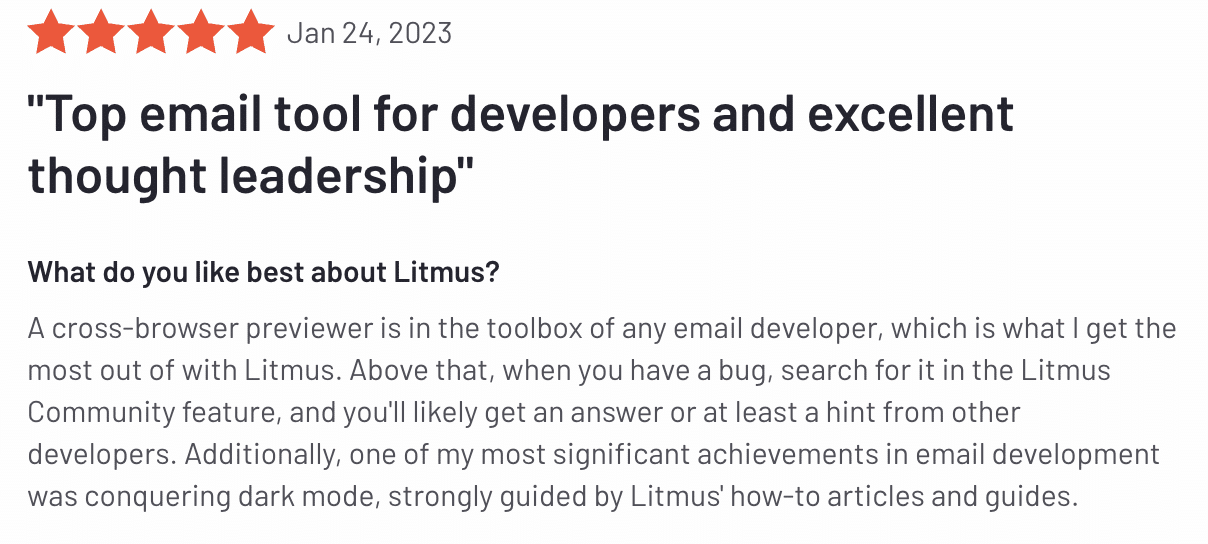 review2 - Litmus Wins Big In G2 + TrustRadius’s 2023 Spring Awards (Including “Best Feature Set”!) - Litmus