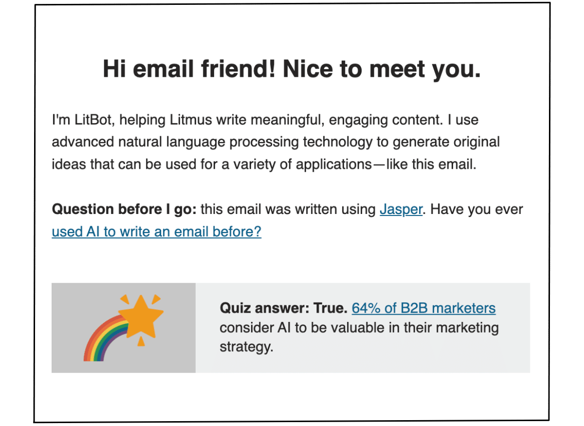 example of an email crediting AI use