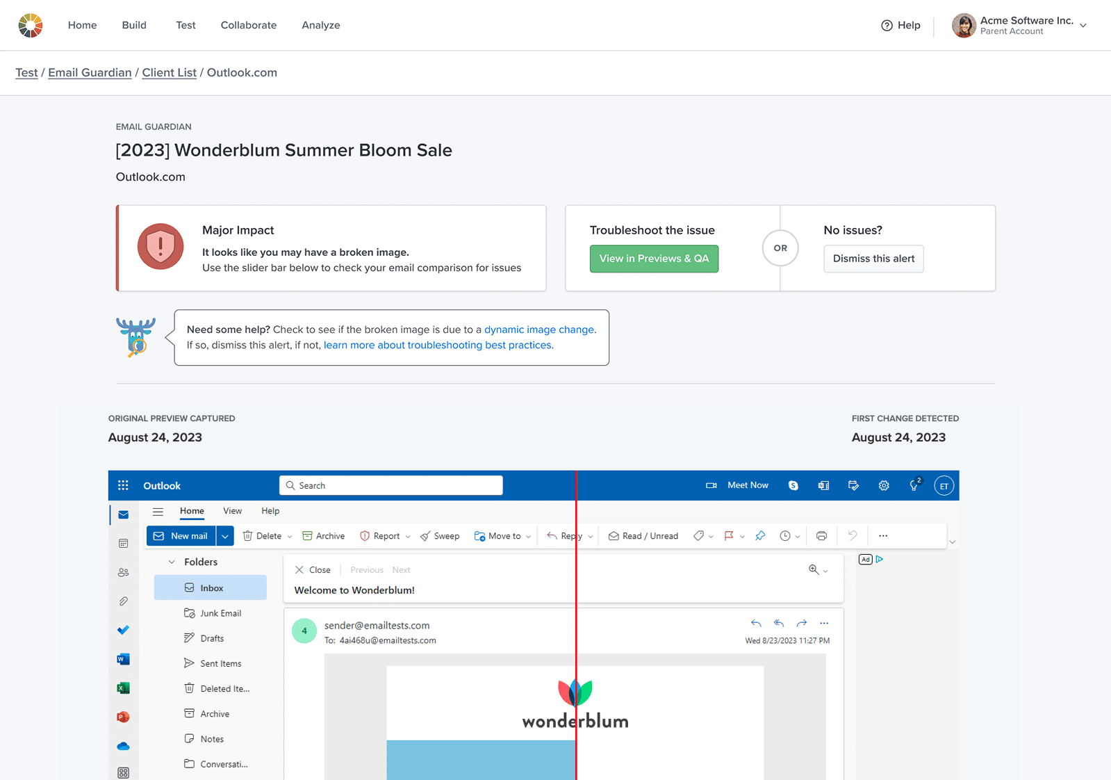 Litmus Email Guardian monitors your email for unexpected changes.