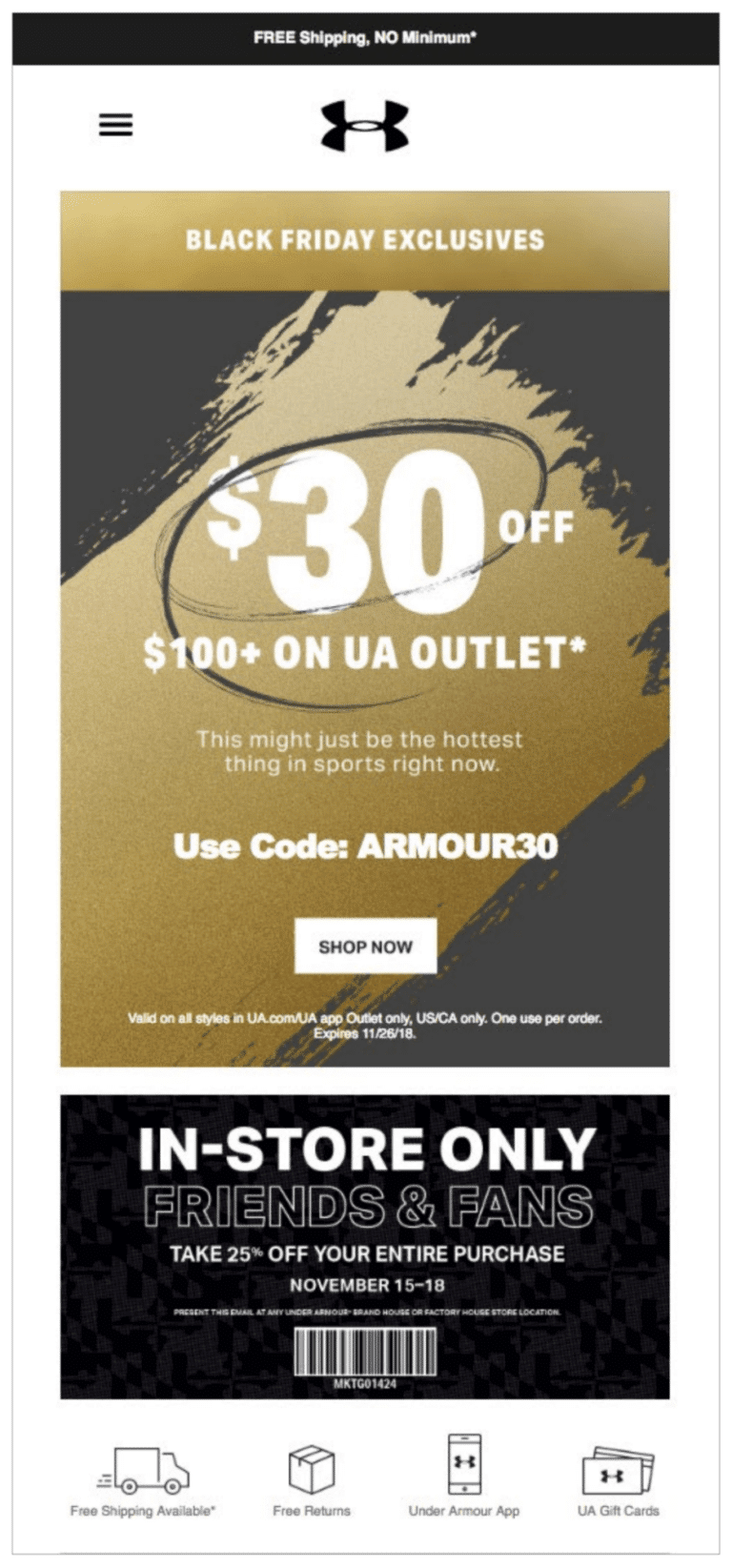 under armour outlet black friday email 768x1645 1 - Triggered Emails Are The Holiday Email Marketing Secret Weapon - Litmus