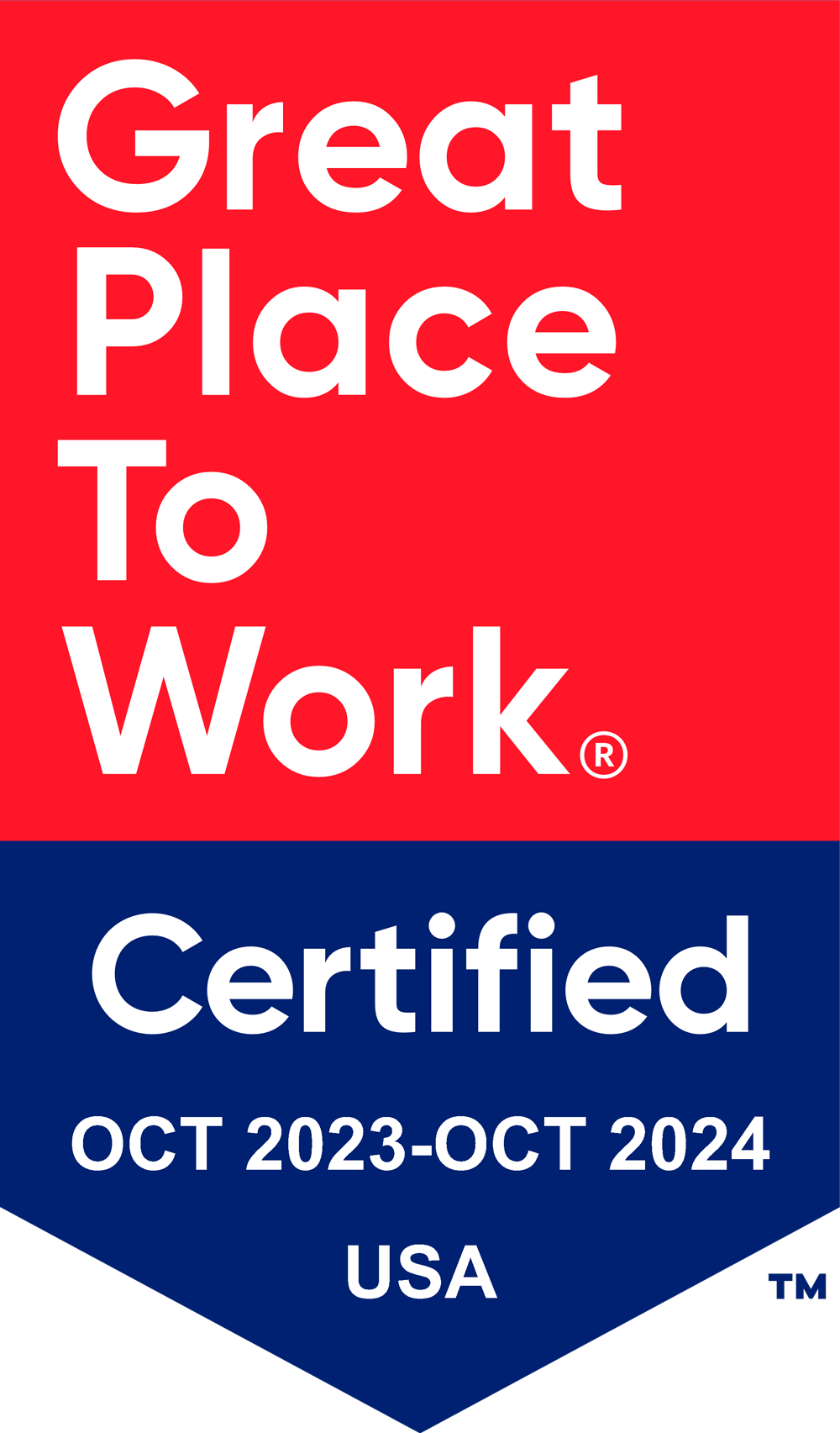 Great Place To Work Certified - Oct 2023 to Oct 2024 - USA