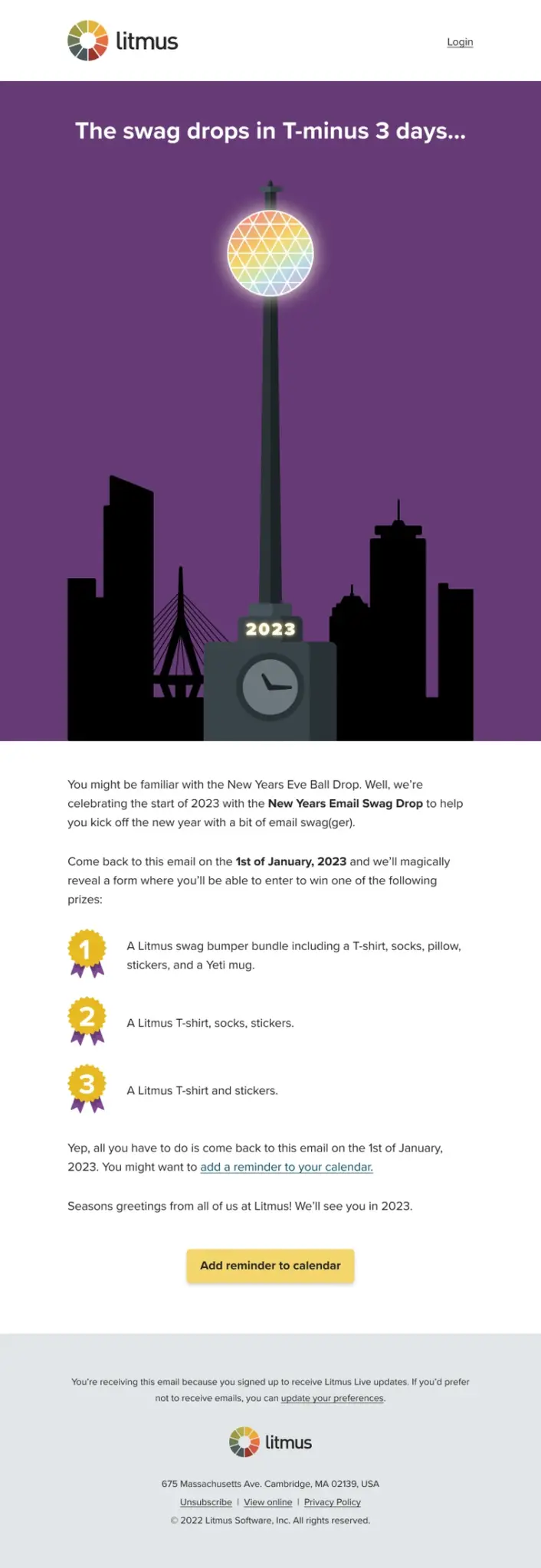 3day scaled - How Litmus Created a Legendary New Year’s Eve Email (Yes, That One!) - Litmus