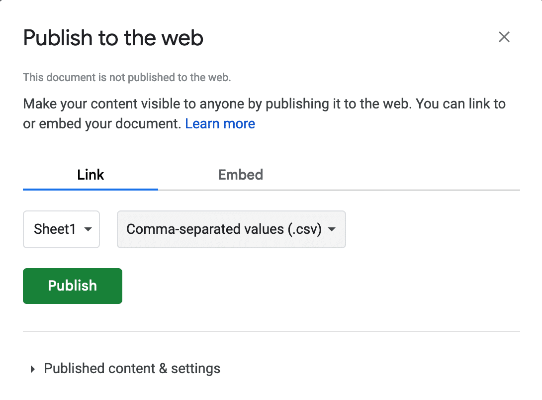 publish to web