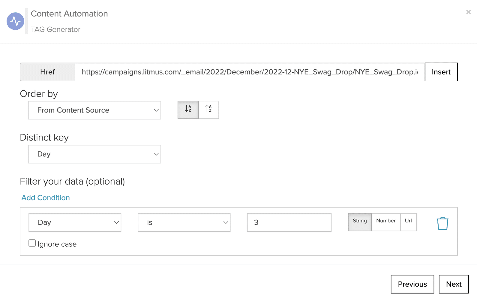 creating a Content Automation TAG