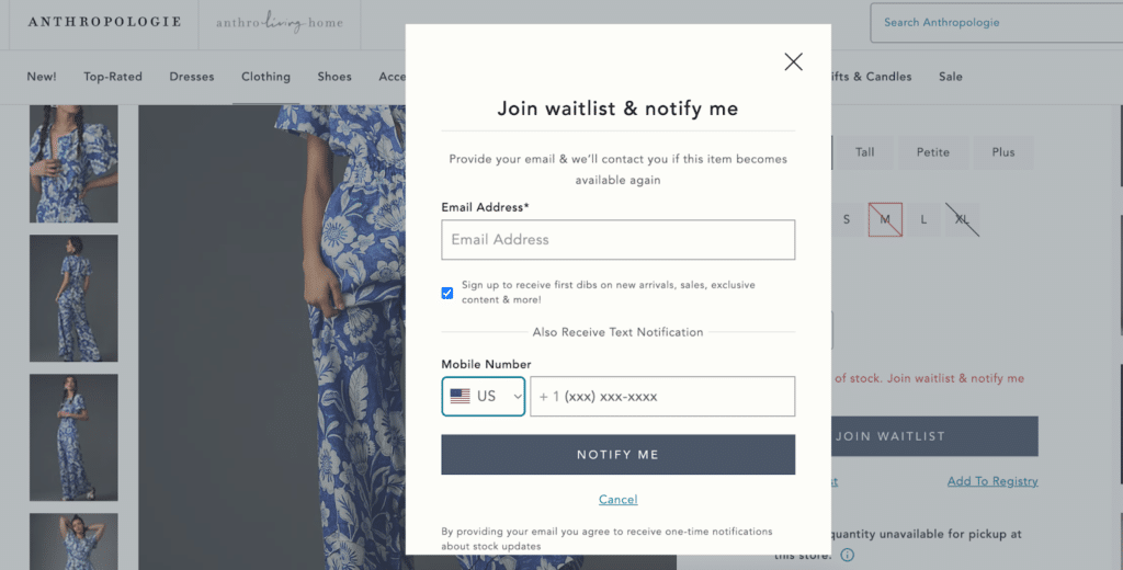 Anthropologie 1024x520 - How to Collect Zero-Party Data Through Email - Litmus