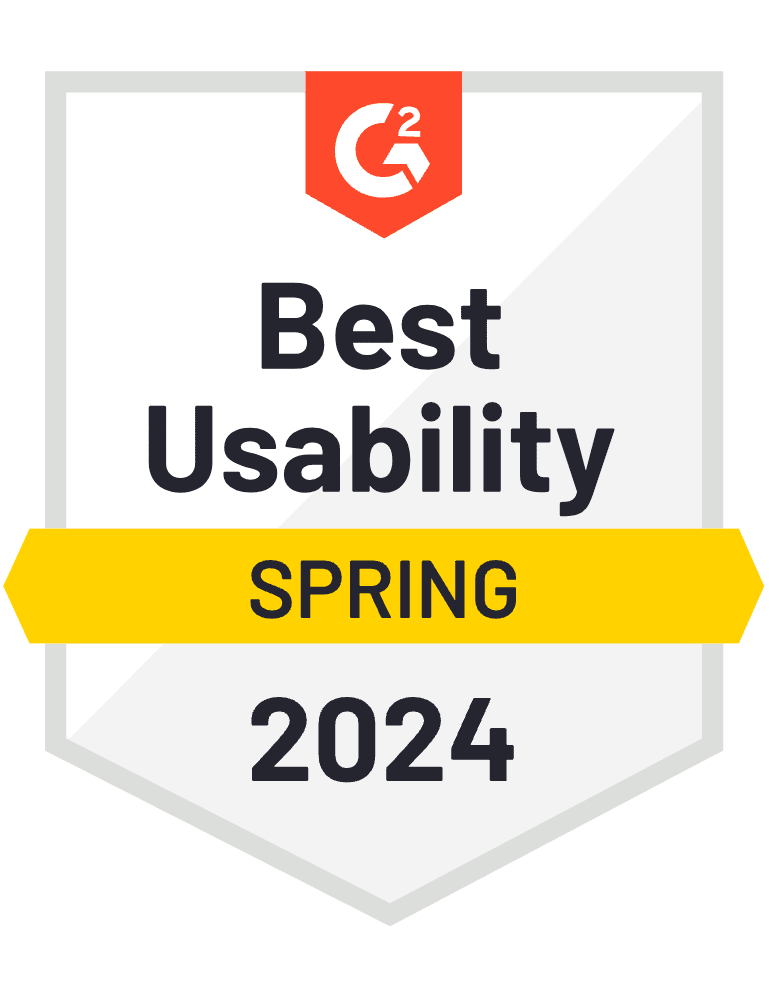 G2 Best Usability Spring. 2024