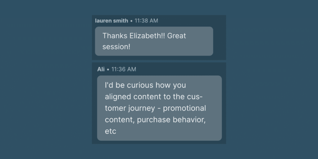 Two comments from Elizabeth Jacobi's session about the customer journey