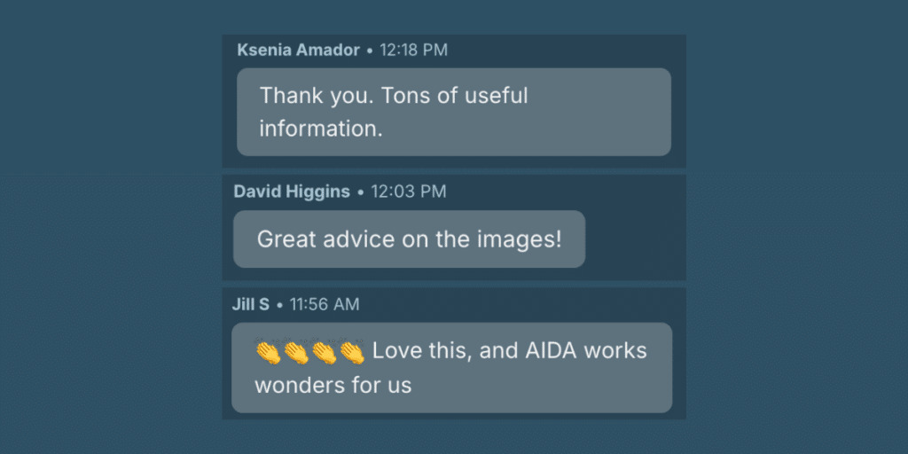 Three screenshots of comments from Litmus Live attendees