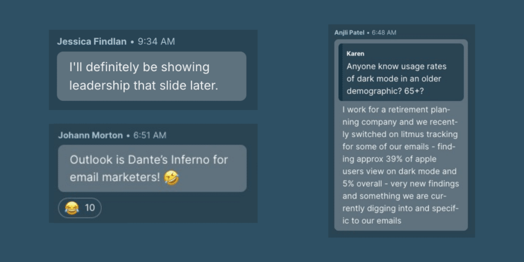 Three comments from "The Art and Science of Accessibility in Email Marketing" session at Litmus Live