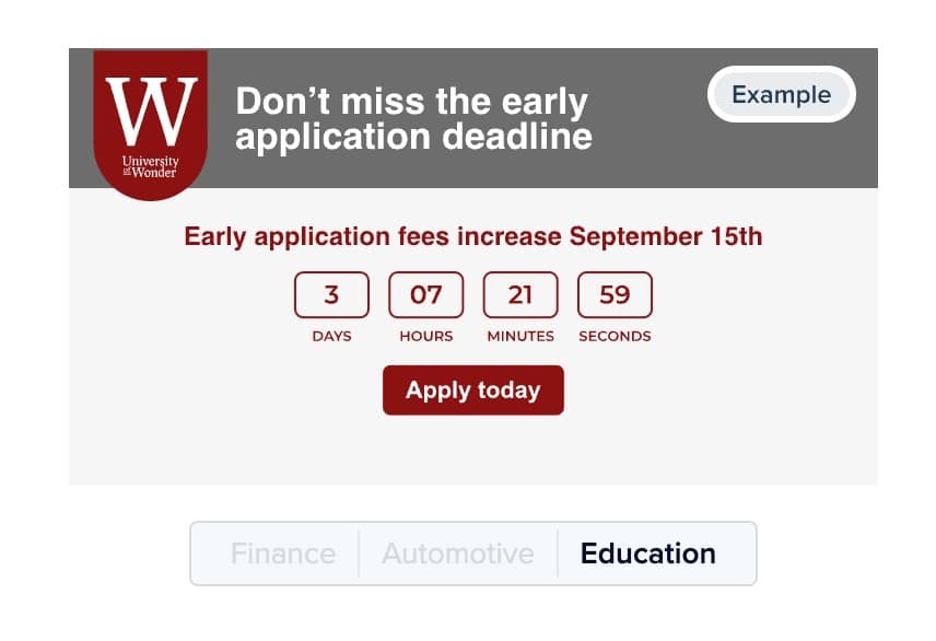 Red countdown timer from university of wonder on cream background