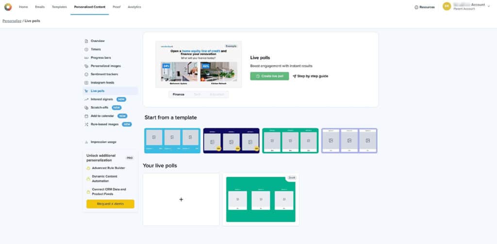 first step for creating a live poll in litmus