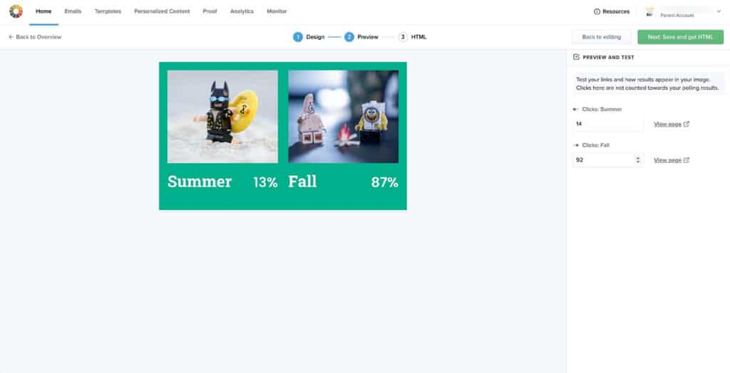 screenshot of previewing a live poll in litmus