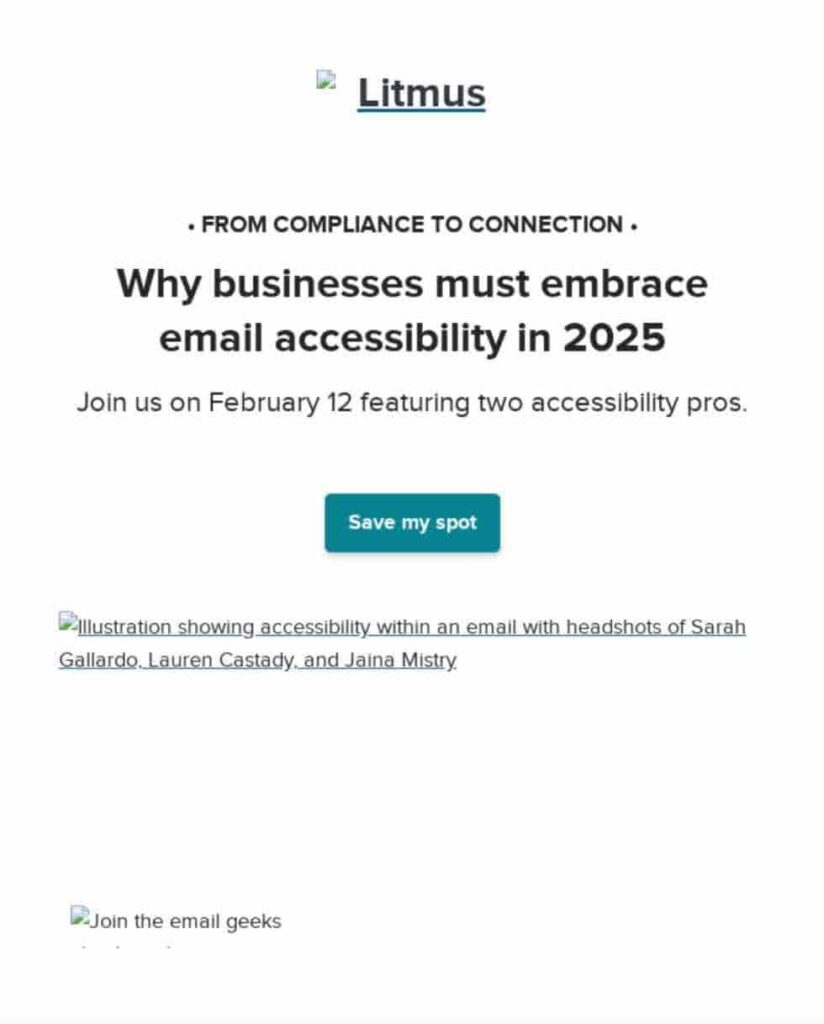 Example of a Litmus email with images off
