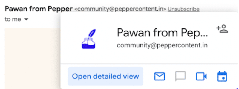 Sending domain example in an email
