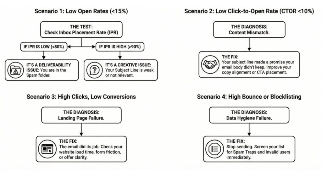 Break down of four common email “something’s wrong” scenarios